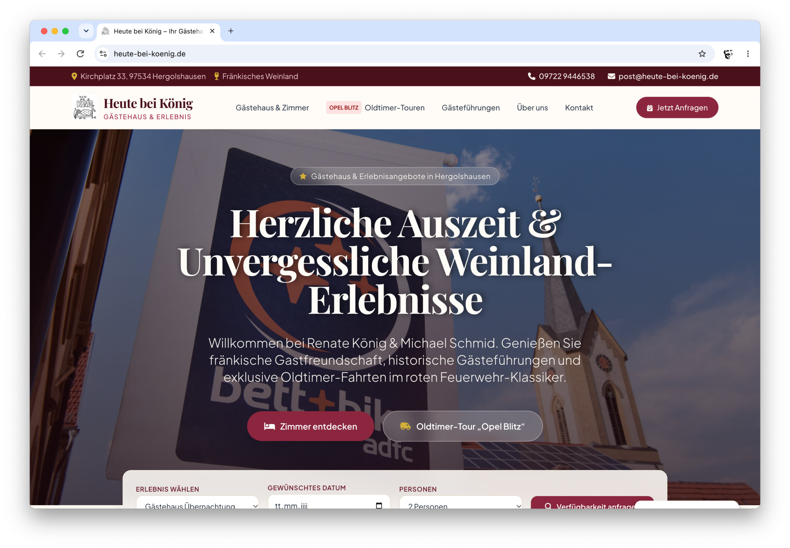 Startseite von Heute bei König auf dem Desktop